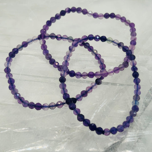 Faceted Fluorite, 4mm Bracelet