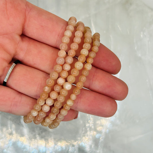 Peach Moonstone, 4mm Bracelet