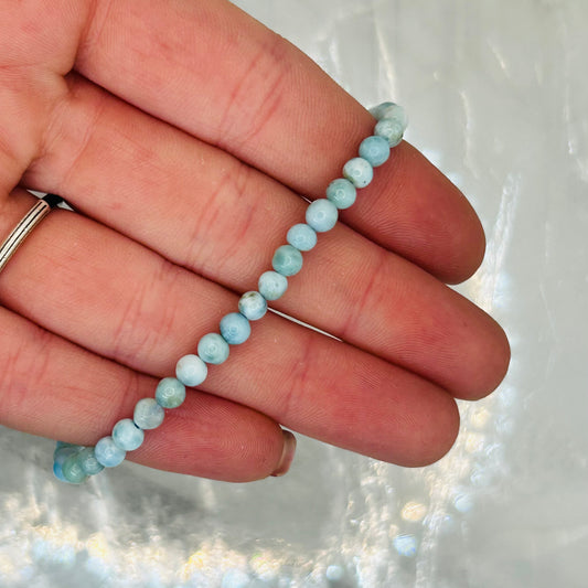 Larimar, High Grade, 4mm Bracelet