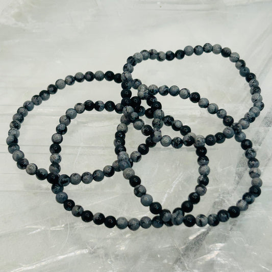Snowflake Obsidian, 4mm Bracelet