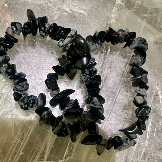 Snow Flake Obsidian Chipped Bracletes