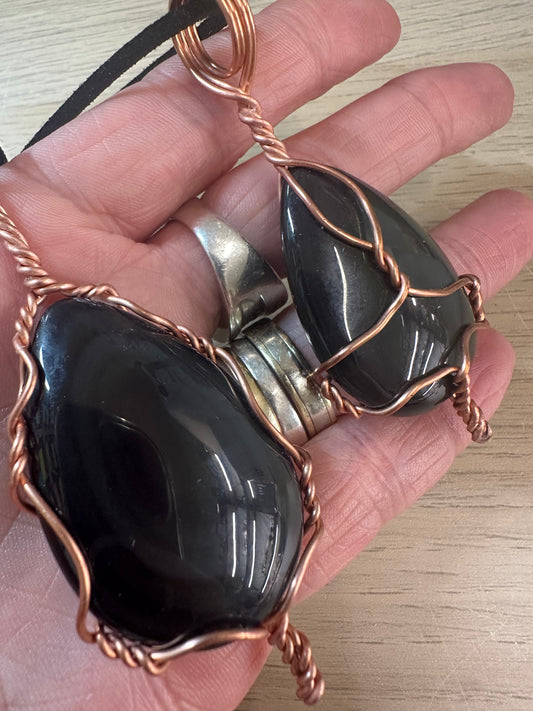 Lee's Makes - Rainbow Obsidian Tear Drop Pendant