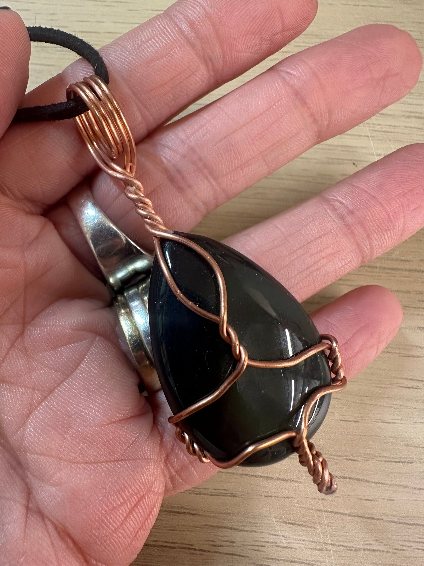 Lee's Makes - Rainbow Obsidian Tear Drop Pendant