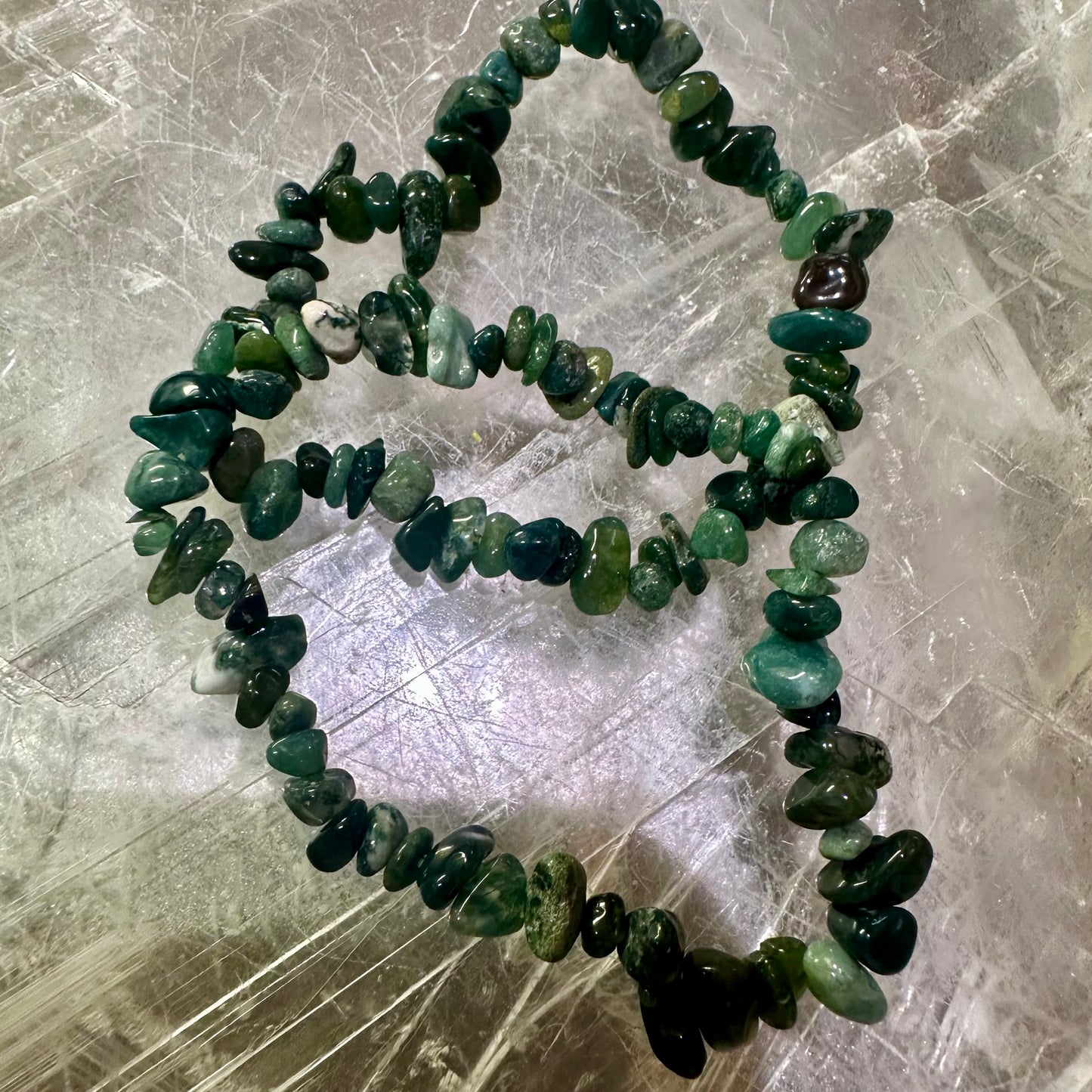 Moss Agate Chipped Bracelets