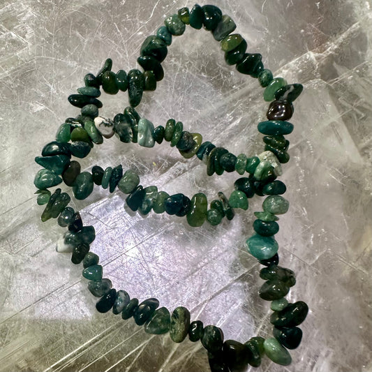 Moss Agate Chipped Bracelets