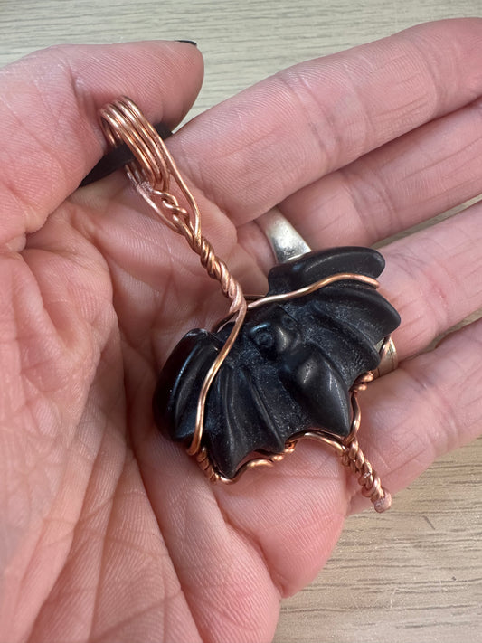 Lee's Makes - Obsidian Bat Pendant