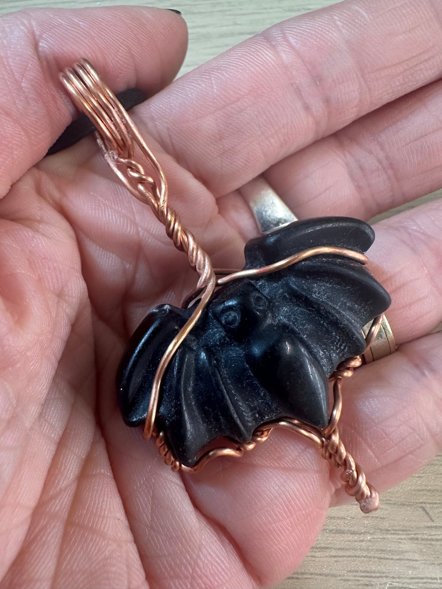 Lee's Makes - Obsidian Bat Pendant