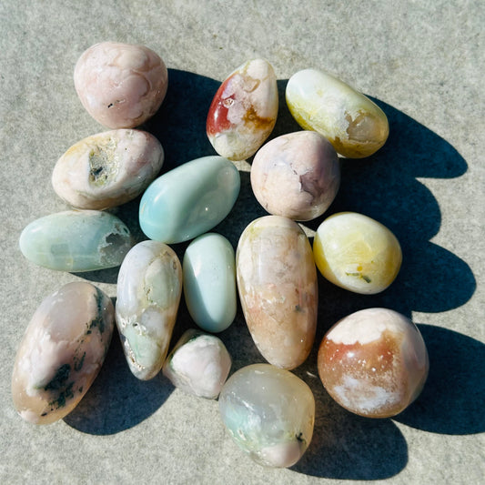 Green Flower Agate Tumbles