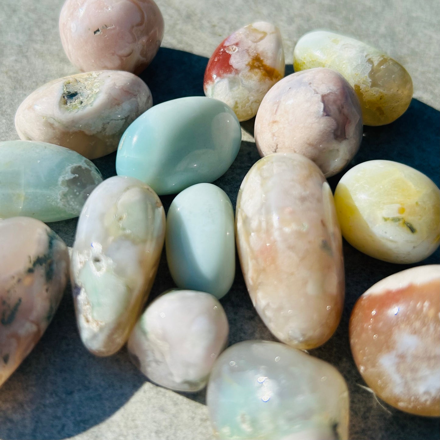 Green Flower Agate Tumbles