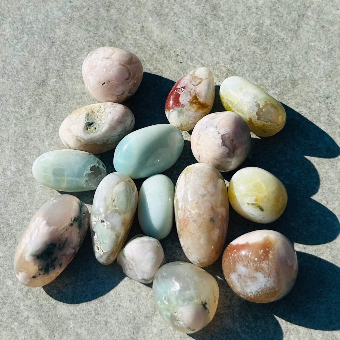 Green Flower Agate Tumbles