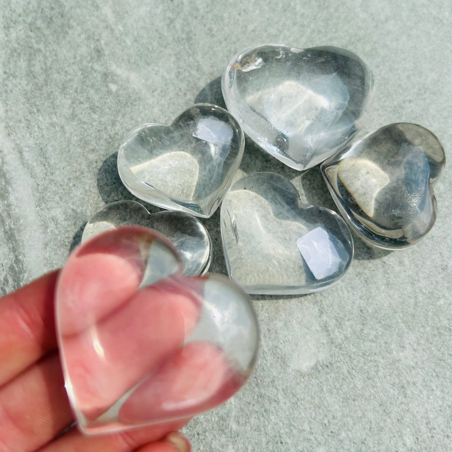 Clear Quartz Hearts
