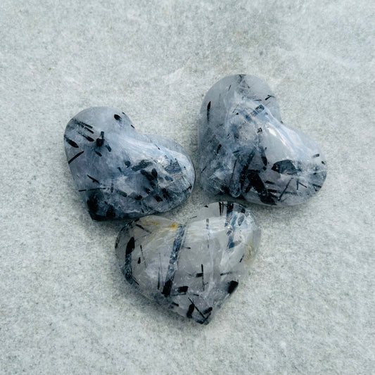 Quartz & Tourmaline Hearts