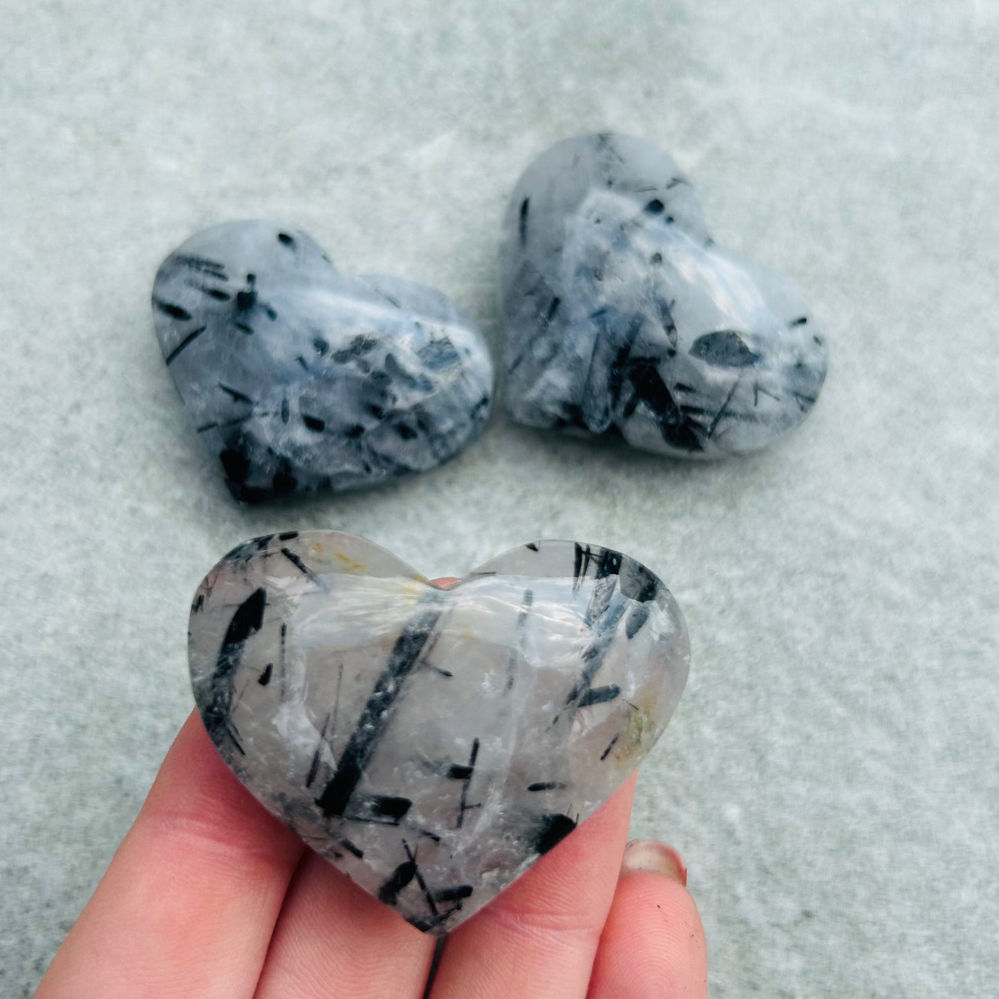 Quartz & Tourmaline Hearts