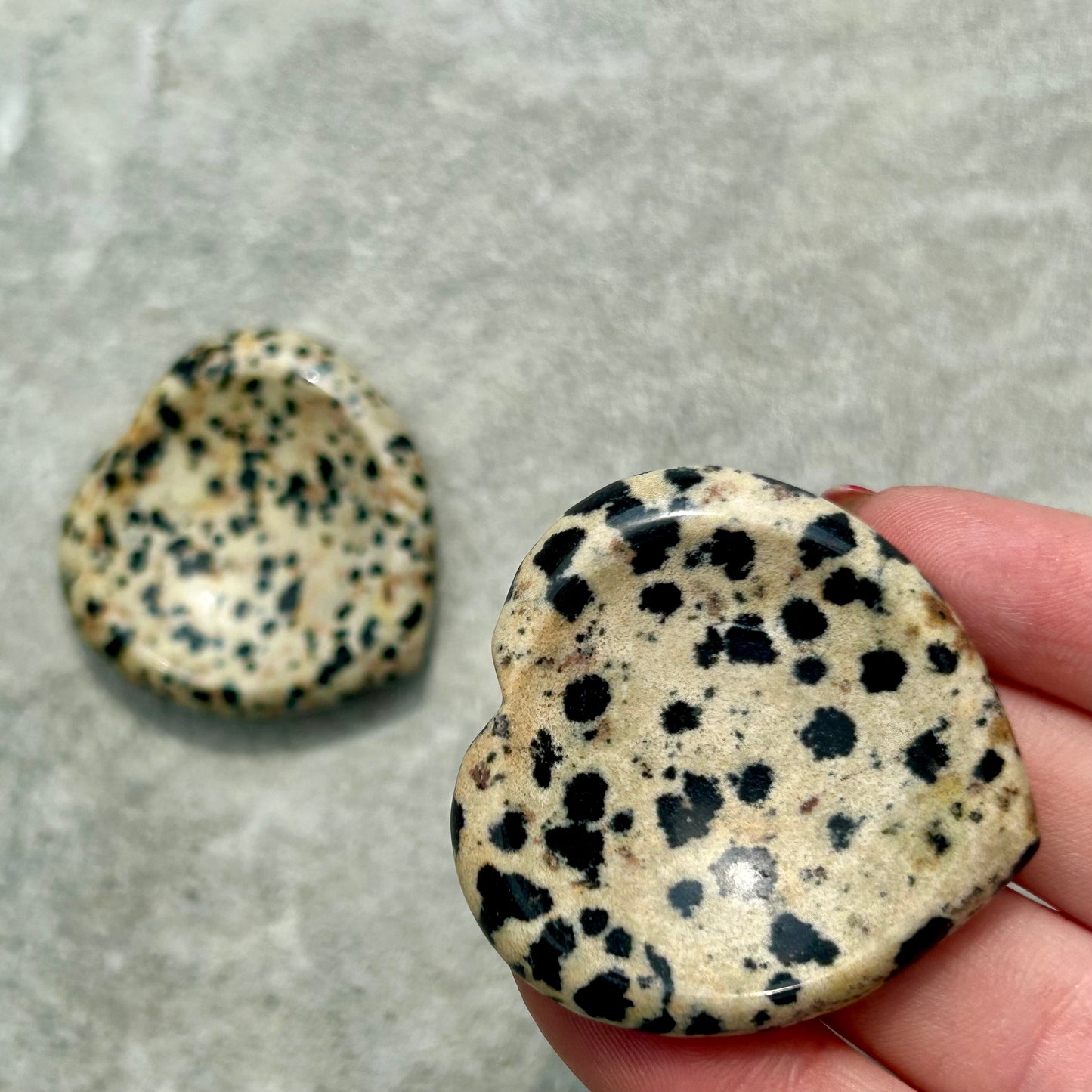 Dalmatian Jasper Heart Worry Stone