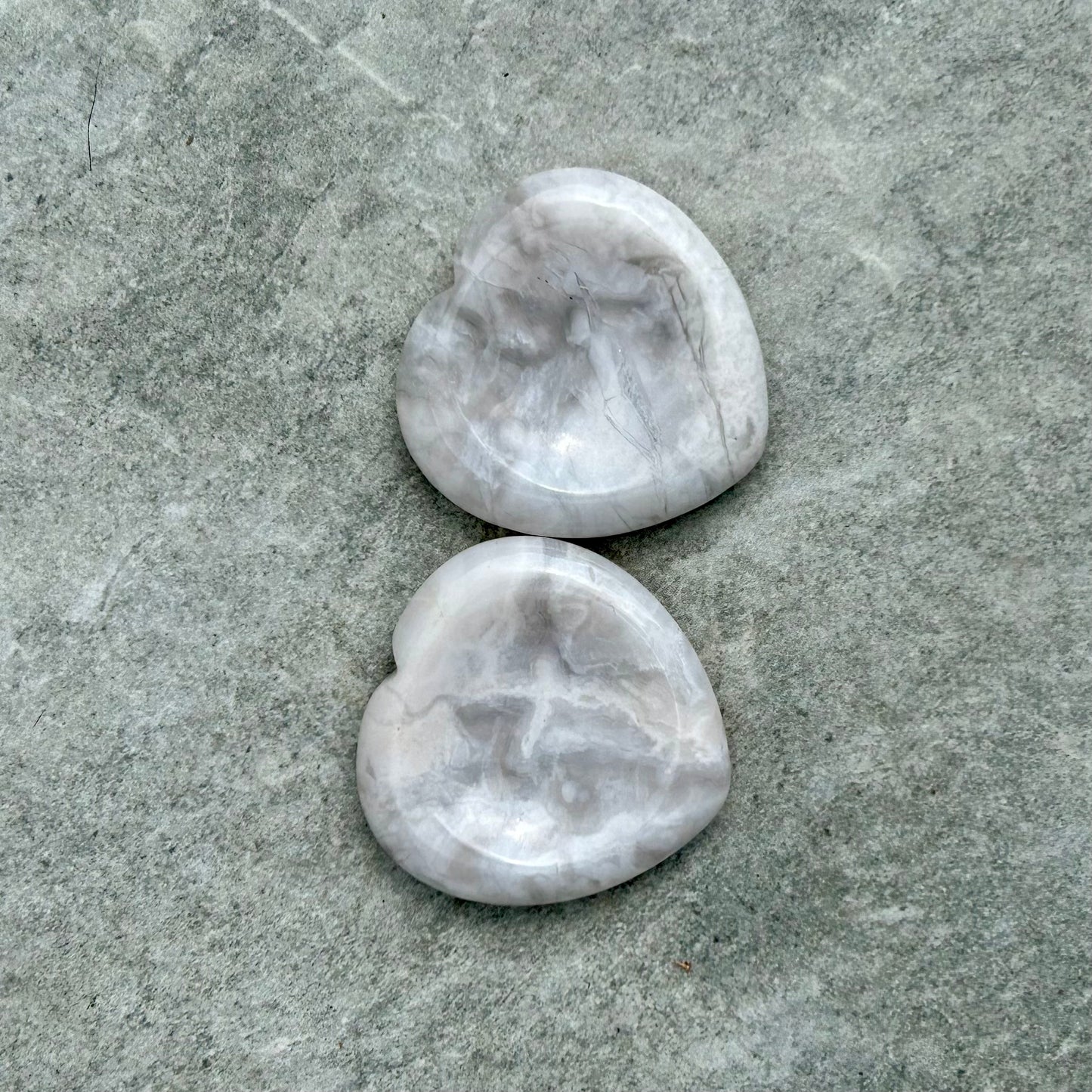 White Agate Heart Worry Stone