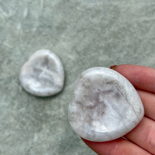 White Agate Heart Worry Stone