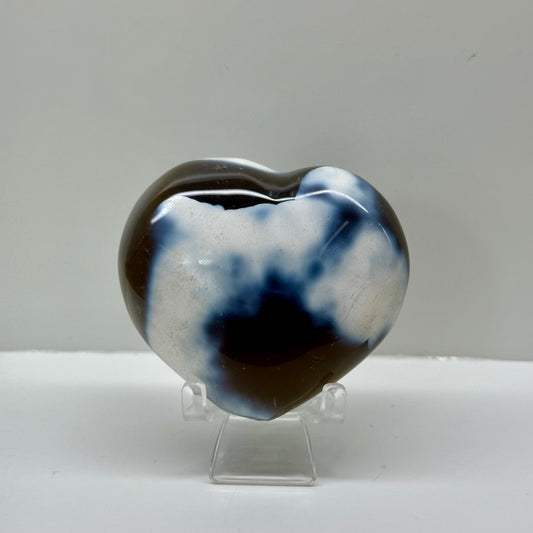 Orca Agate Heart On Stand