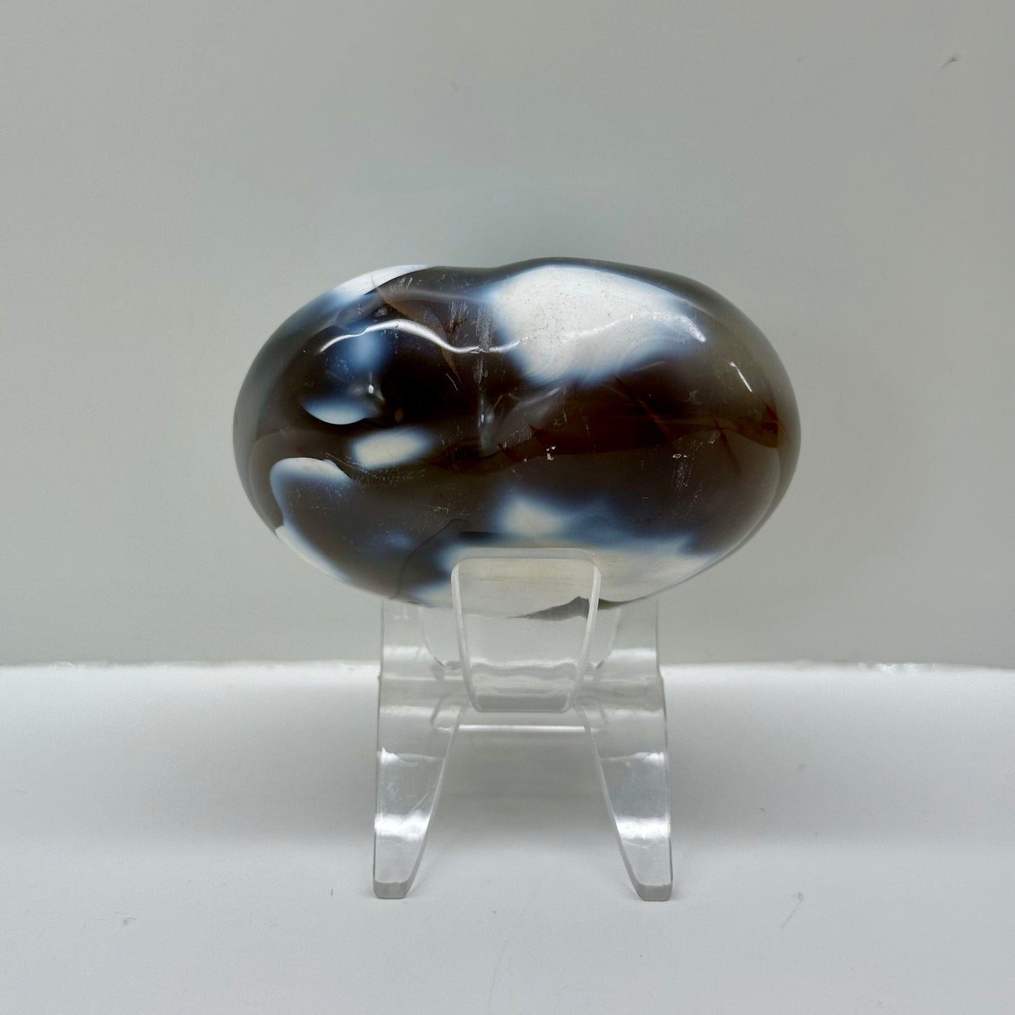 Orca Agate Heart On Stand