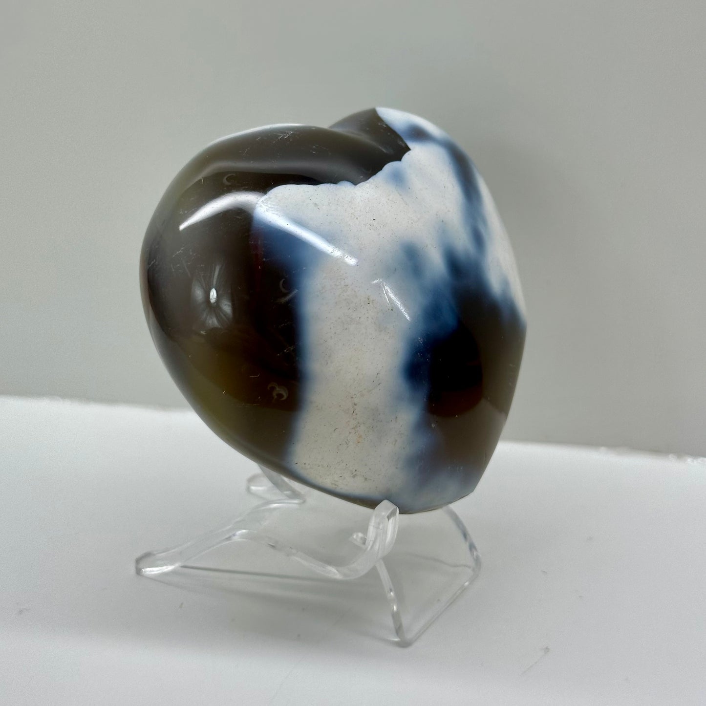Orca Agate Heart On Stand