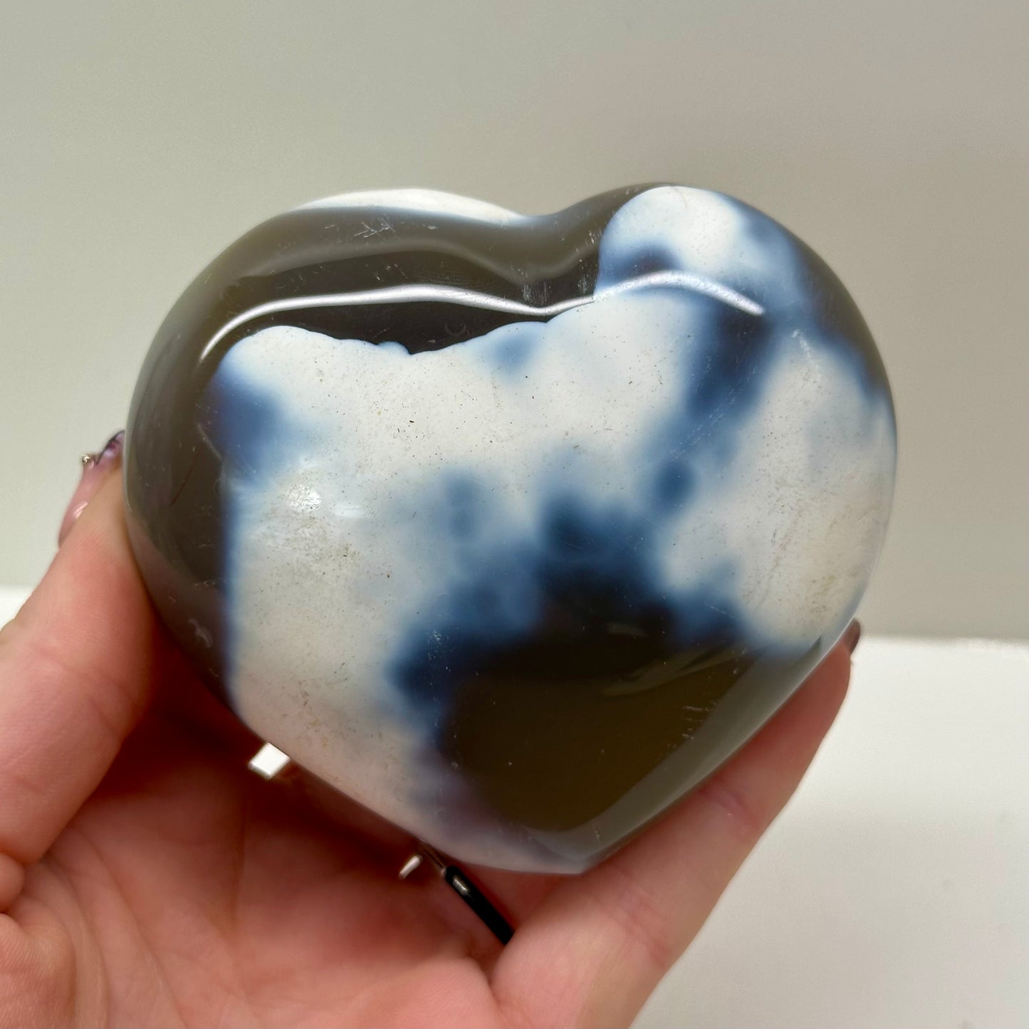 Orca Agate Heart On Stand