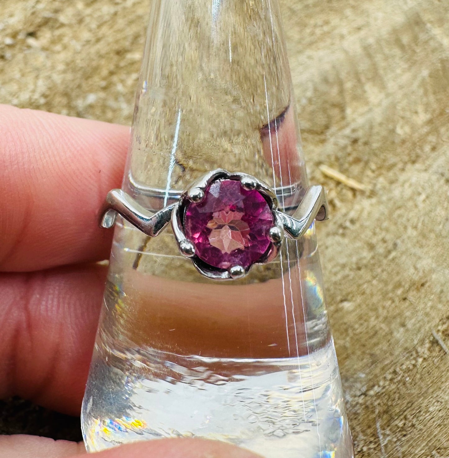 925 Pink Topaz Ring Adjustable