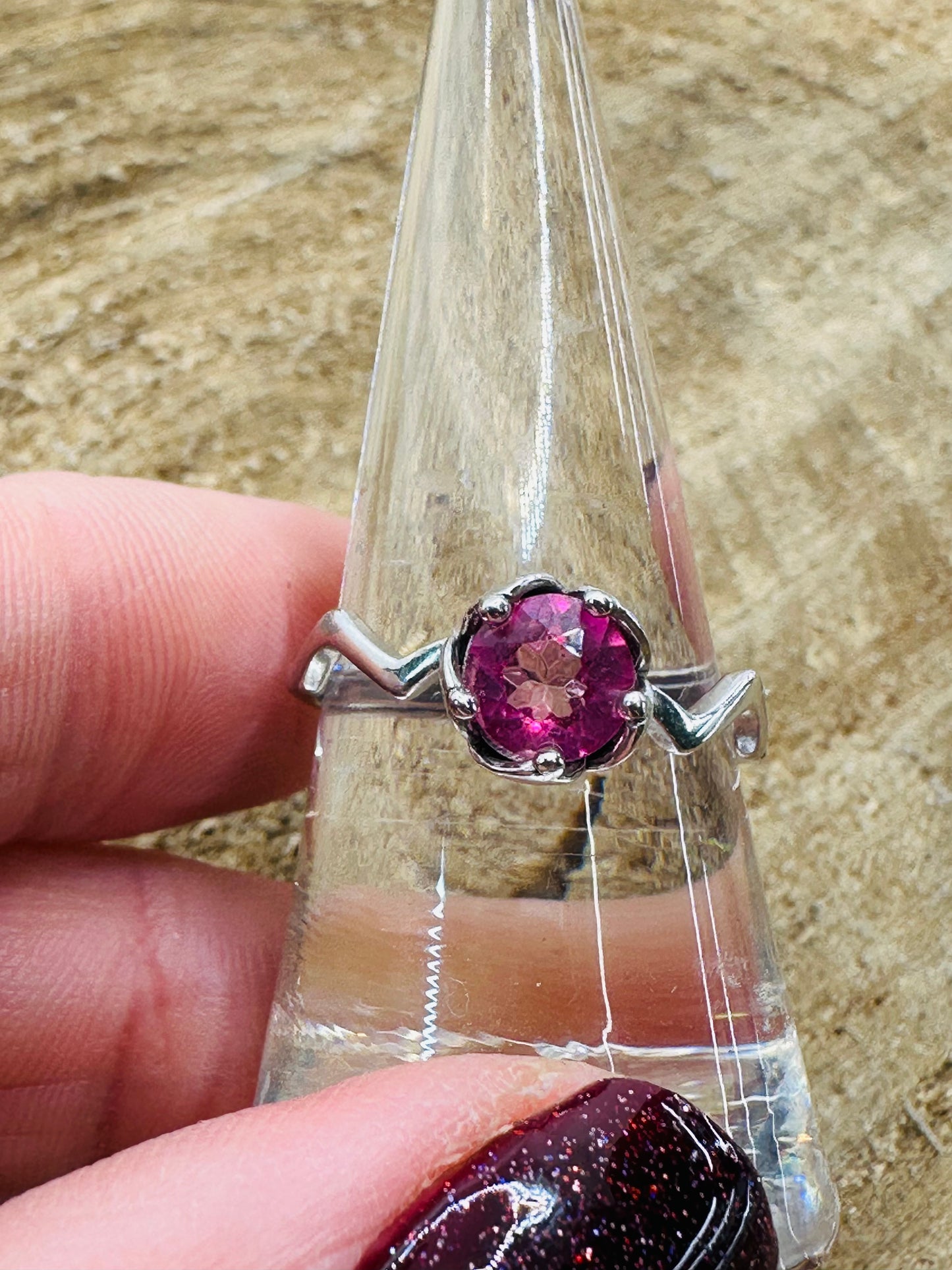 925 Pink Topaz Ring Adjustable