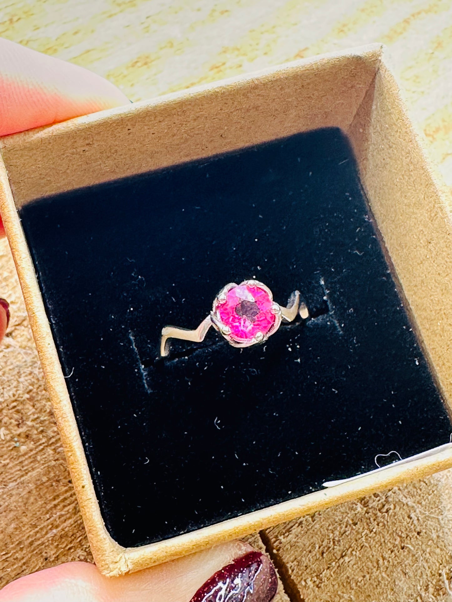 925 Pink Topaz Ring Adjustable