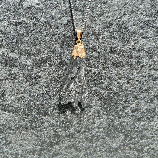 Raw Black Kyanite Pendant