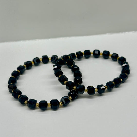 Black Agate Cubed Bracelets
