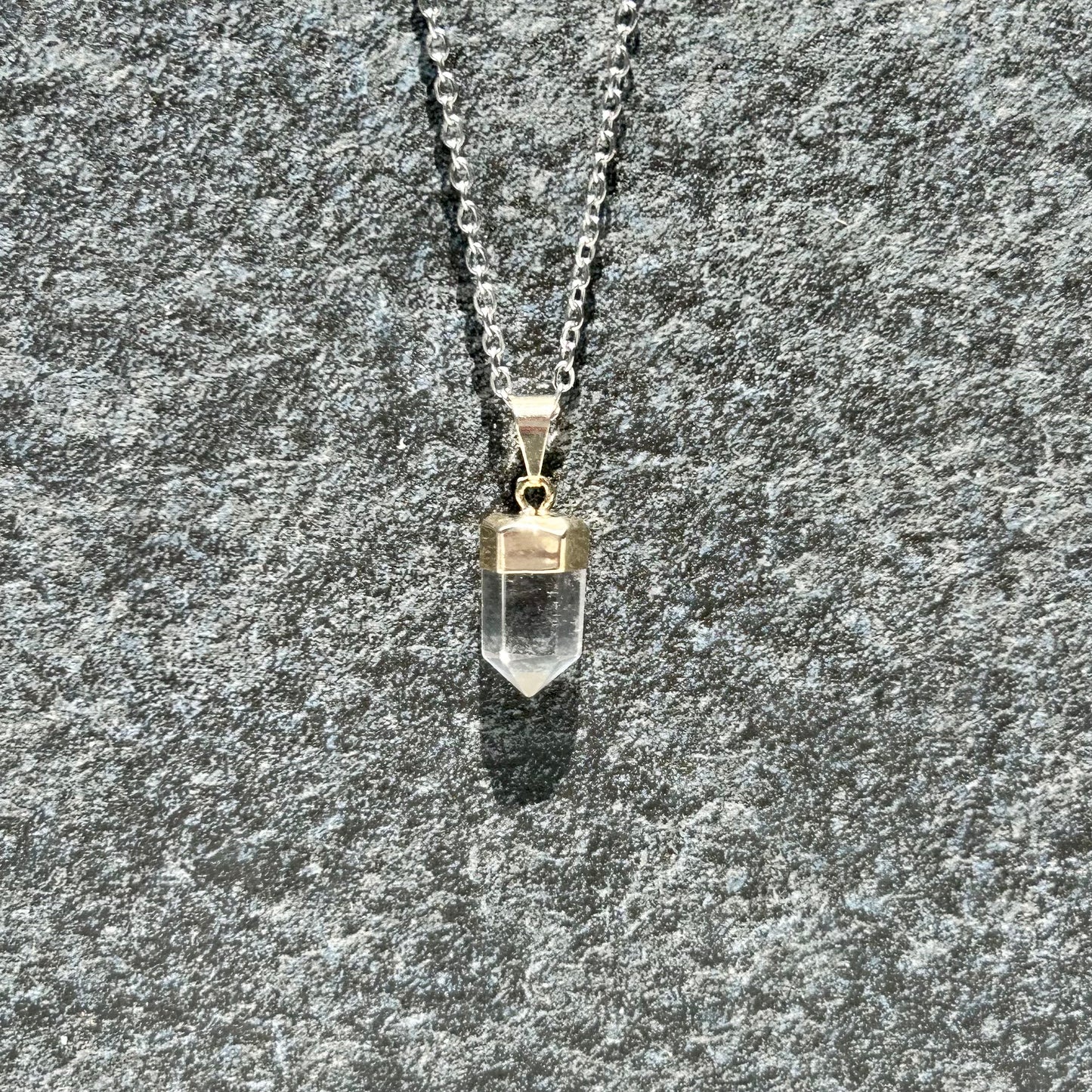 Gold Plated Quartz Point Pendant