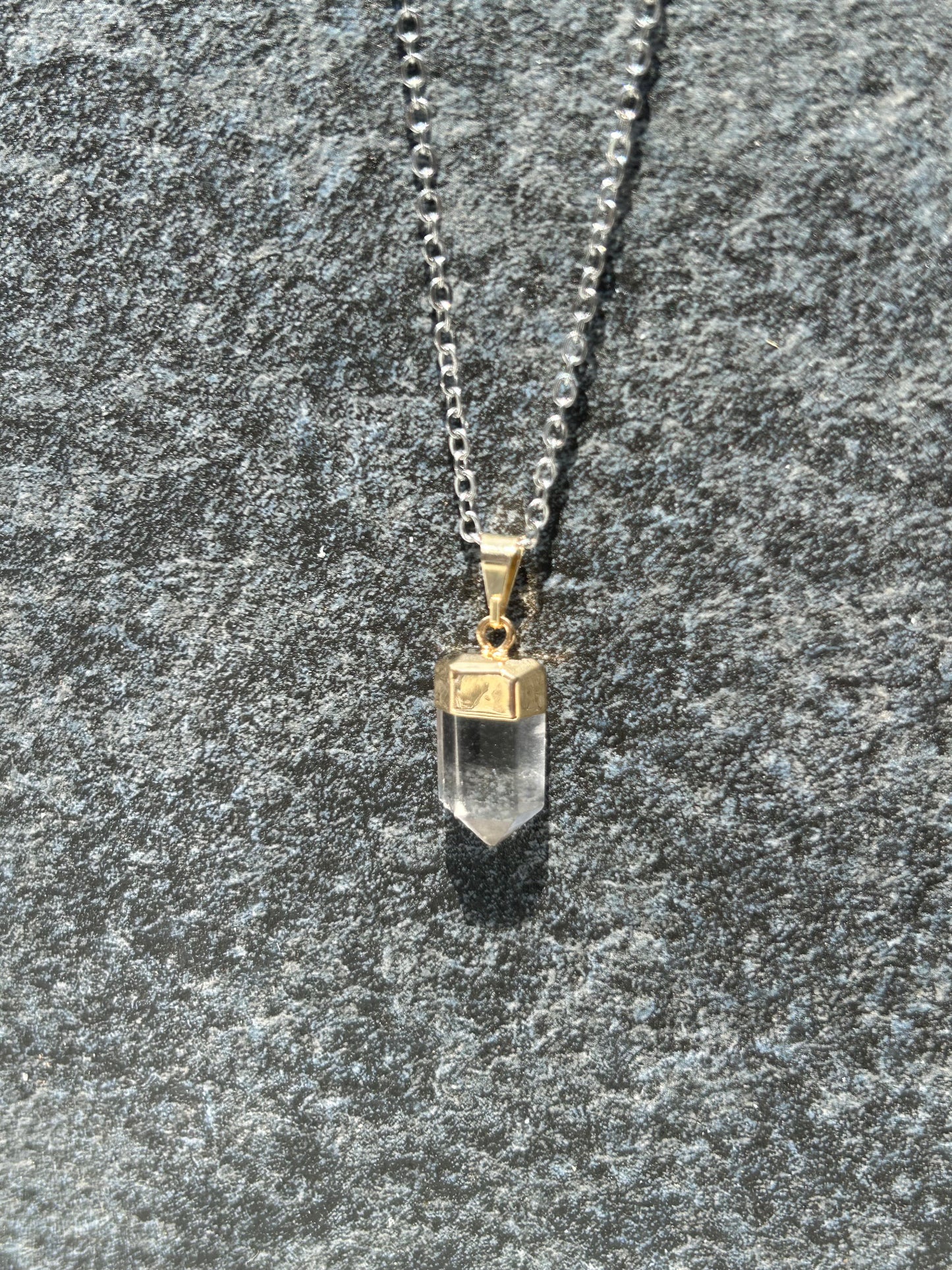 Gold Plated Quartz Point Pendant