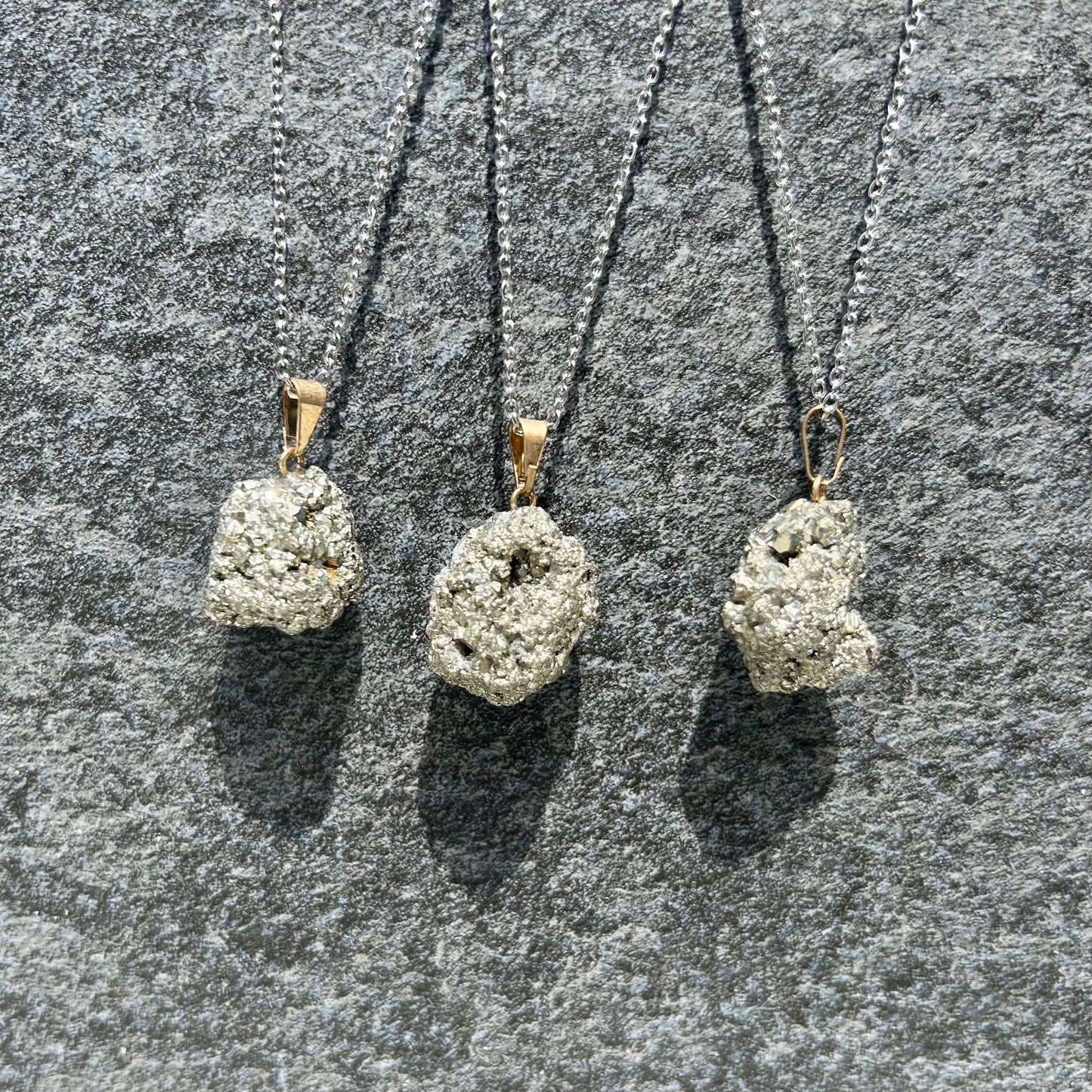 Gold Plated Raw Pyrite Pendant