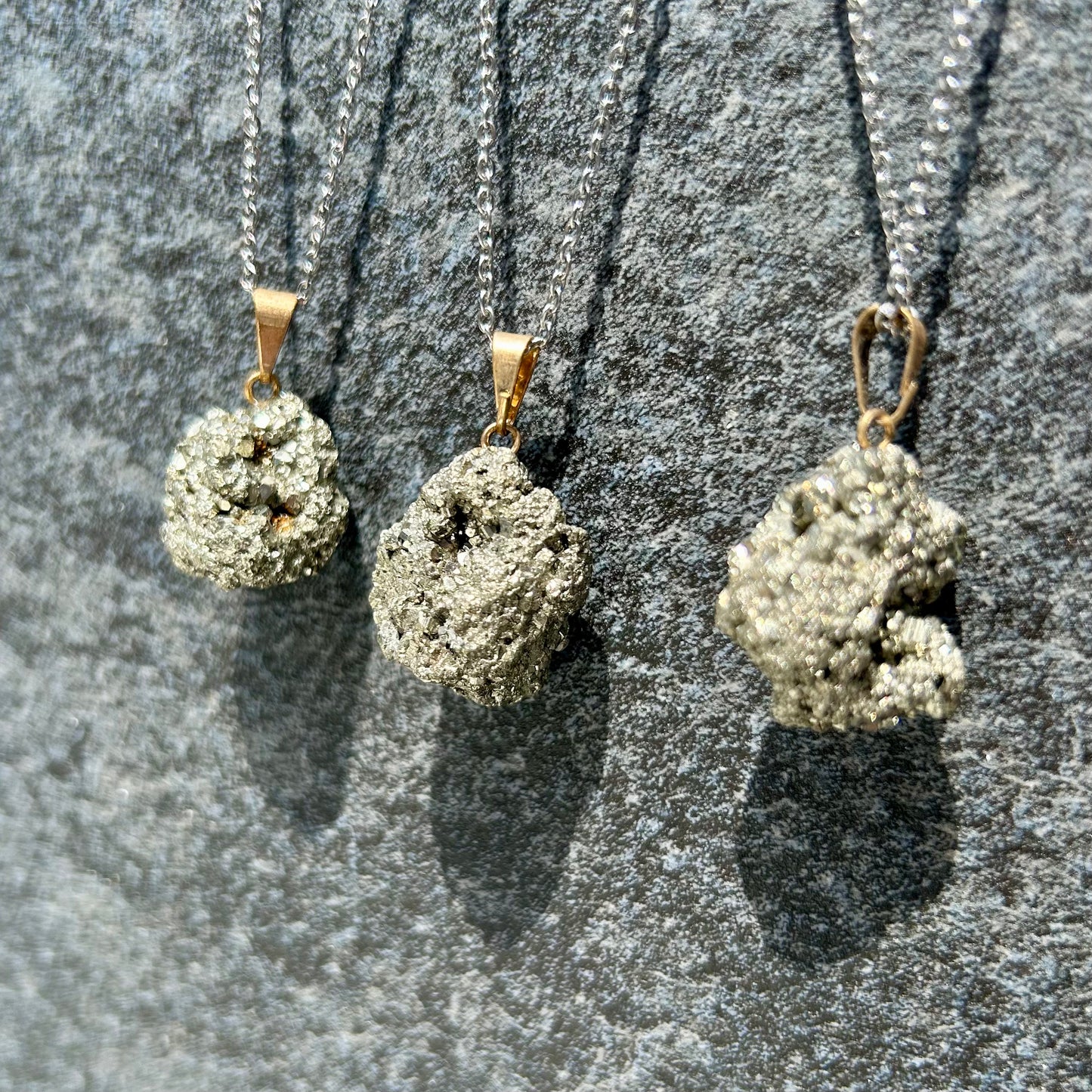 Gold Plated Raw Pyrite Pendant