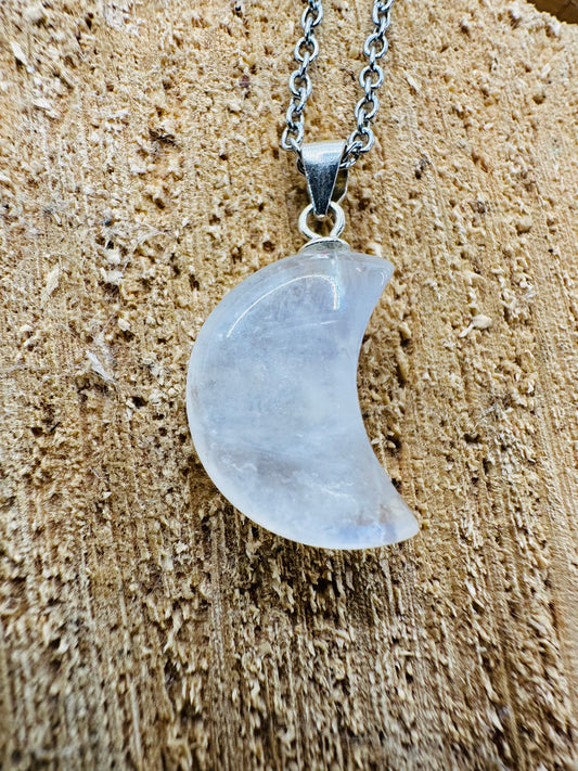 925 Moonstone Moon Pendant