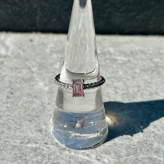 Pink Tourmaline Adjustable 925 Rings