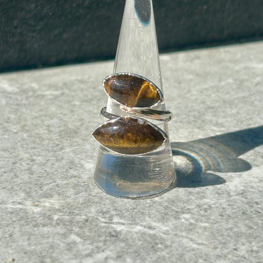 Tigers Eye Adjustable 925 Ring