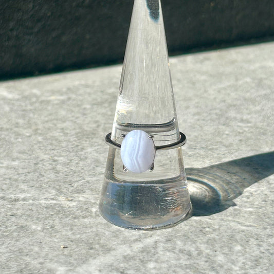 Blue Lace Agate Adjustable 925 Ring
