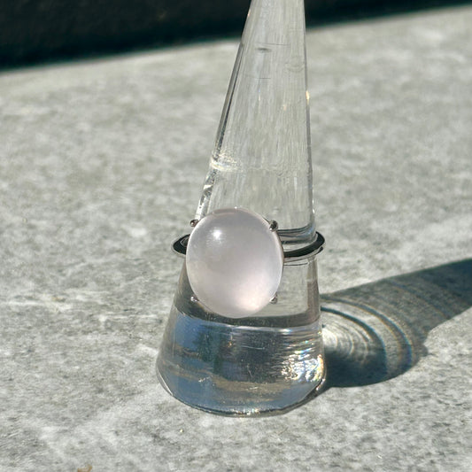 Rose Quartz Adjustable 925 Ring