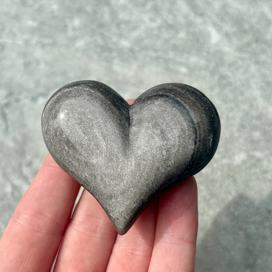 Silver Sheen Obsidian Cheeky Hearts