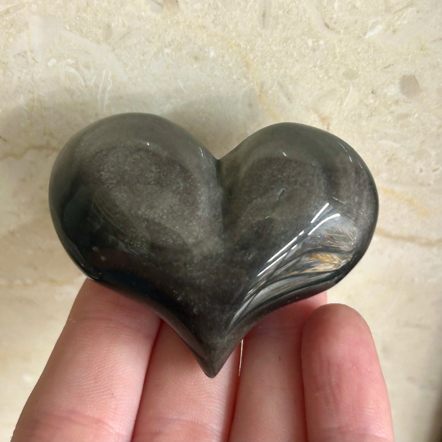 Silver Sheen Obsidian Cheeky Hearts