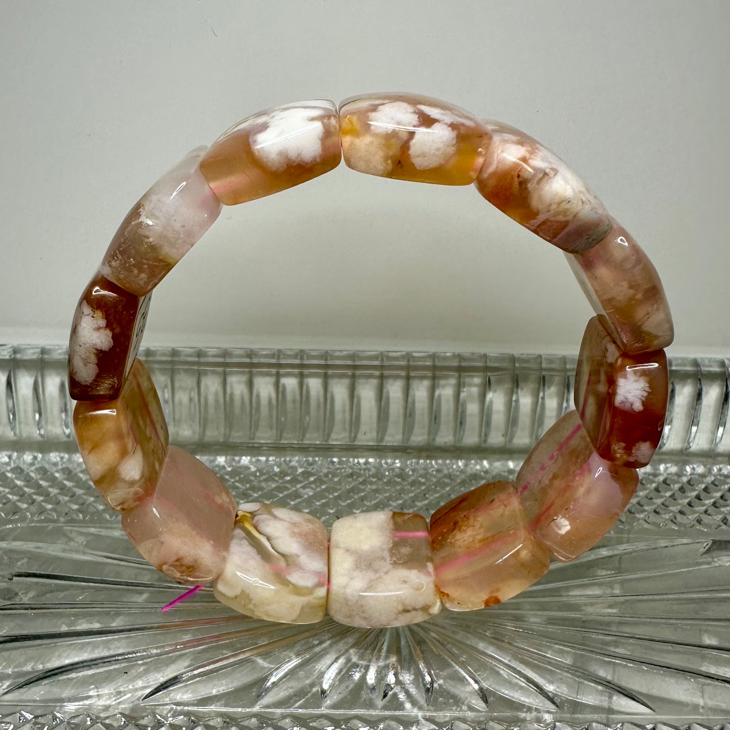 Flower Agate Bangle Bracelets