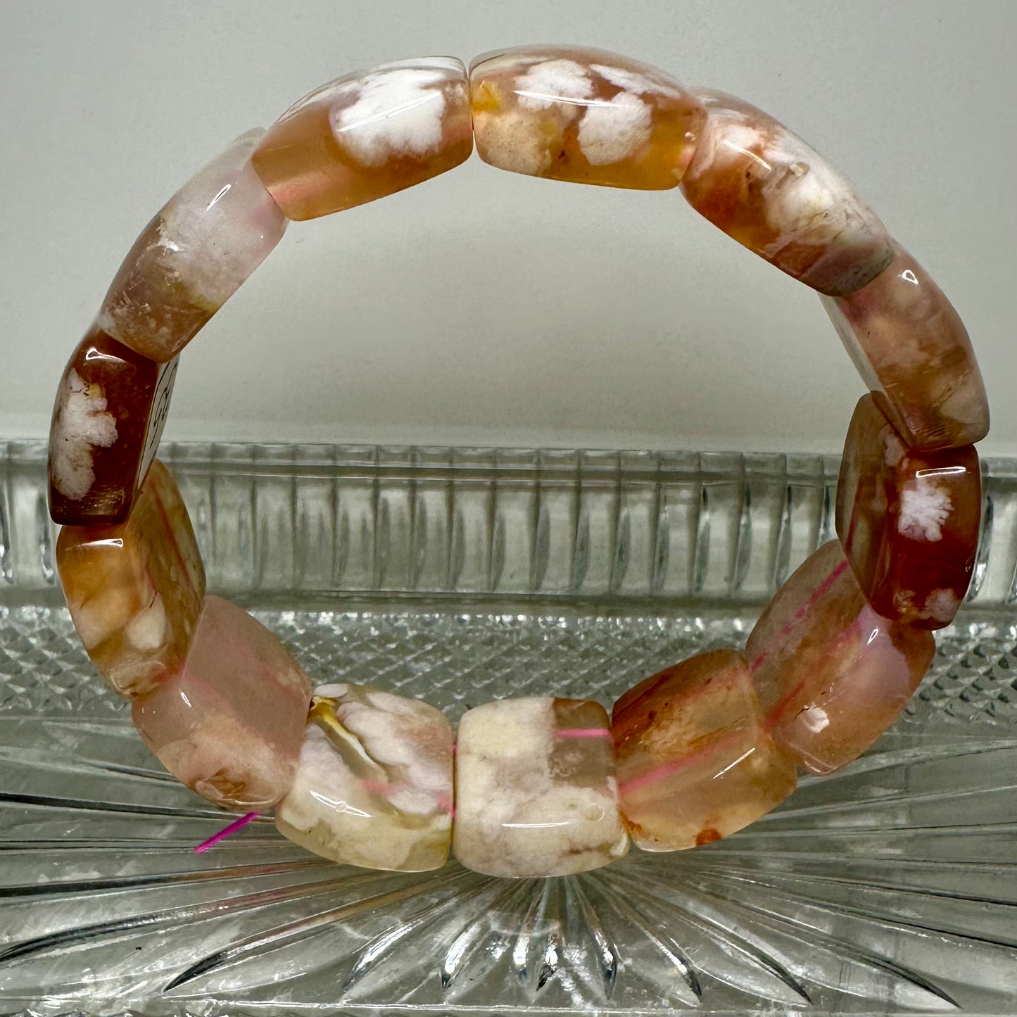 Flower Agate Bangle Bracelets