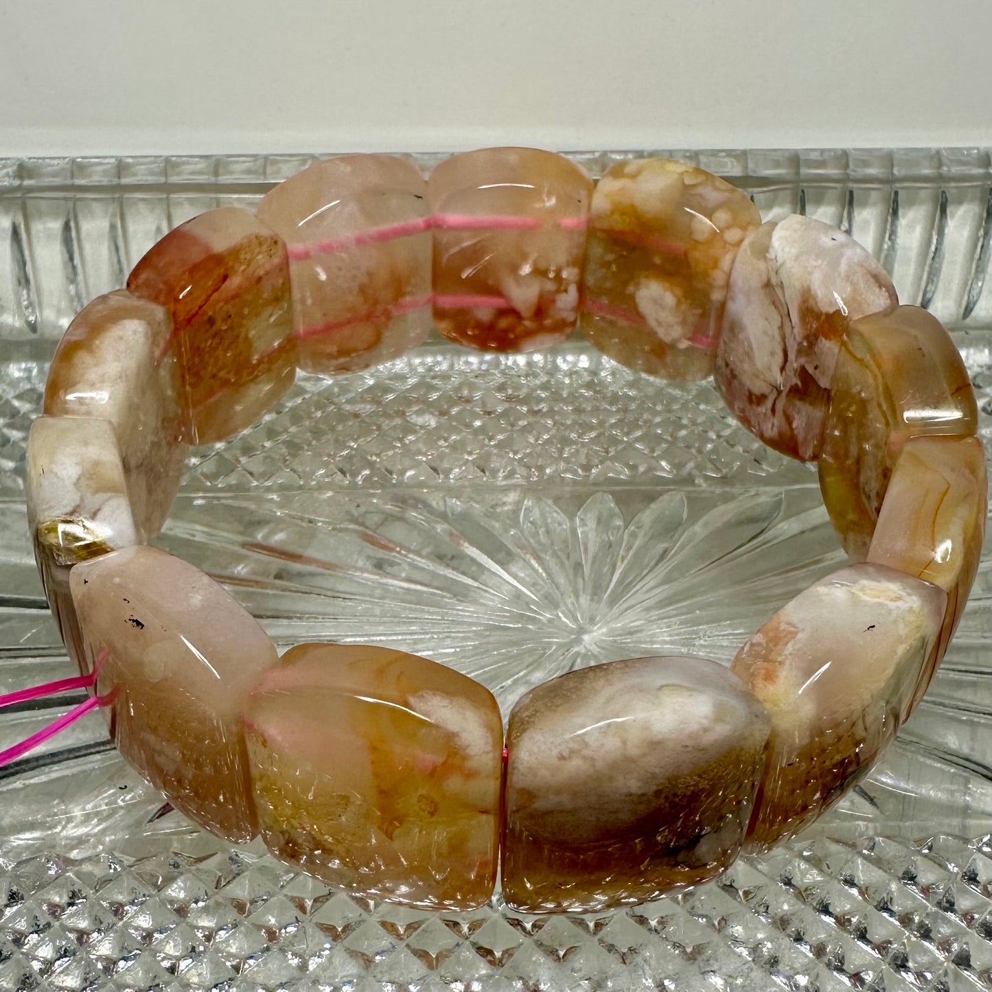 Flower Agate Bangle Bracelets