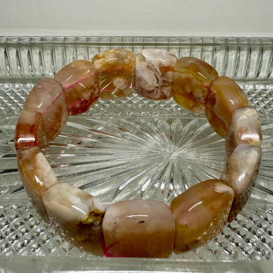 Flower Agate Bangle Bracelets