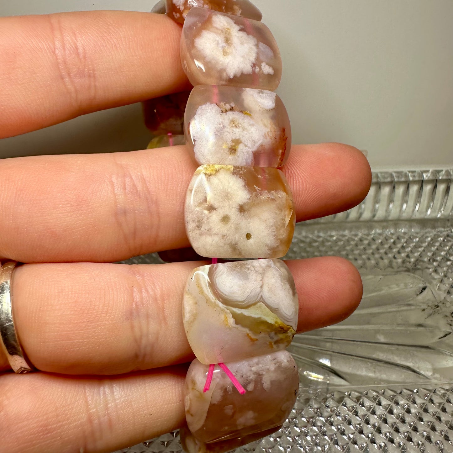 Flower Agate Bangle Bracelets