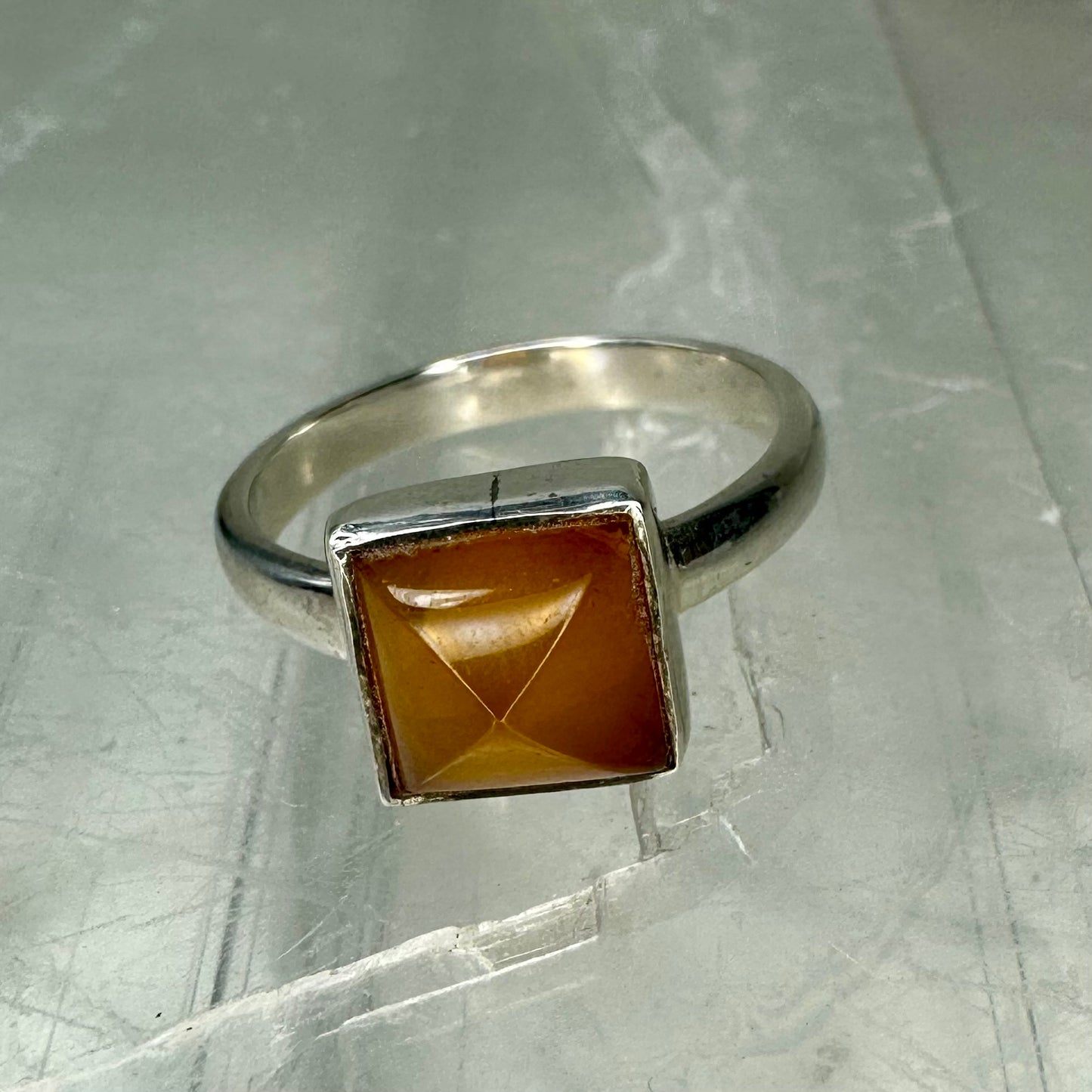 Amber 925 Square Ring (Size N/O)