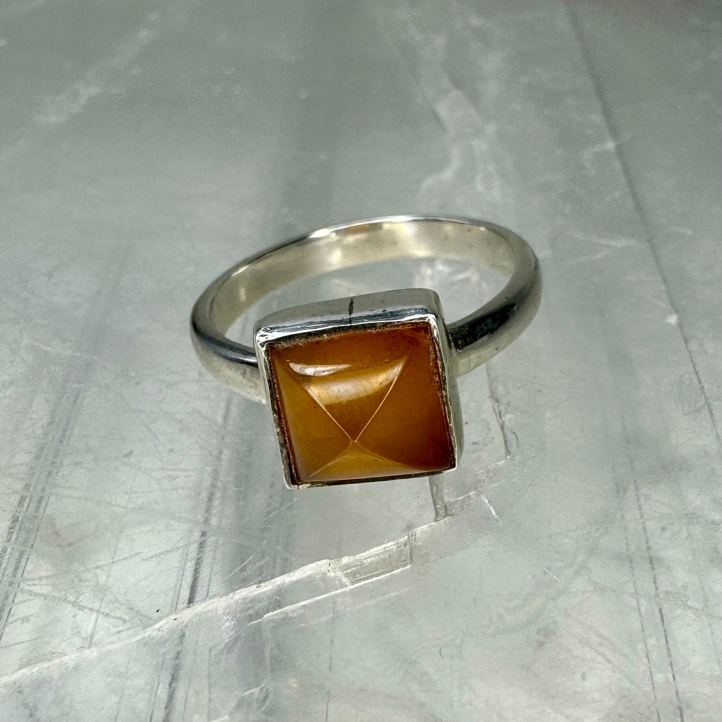 Amber 925 Square Ring (Size N/O)
