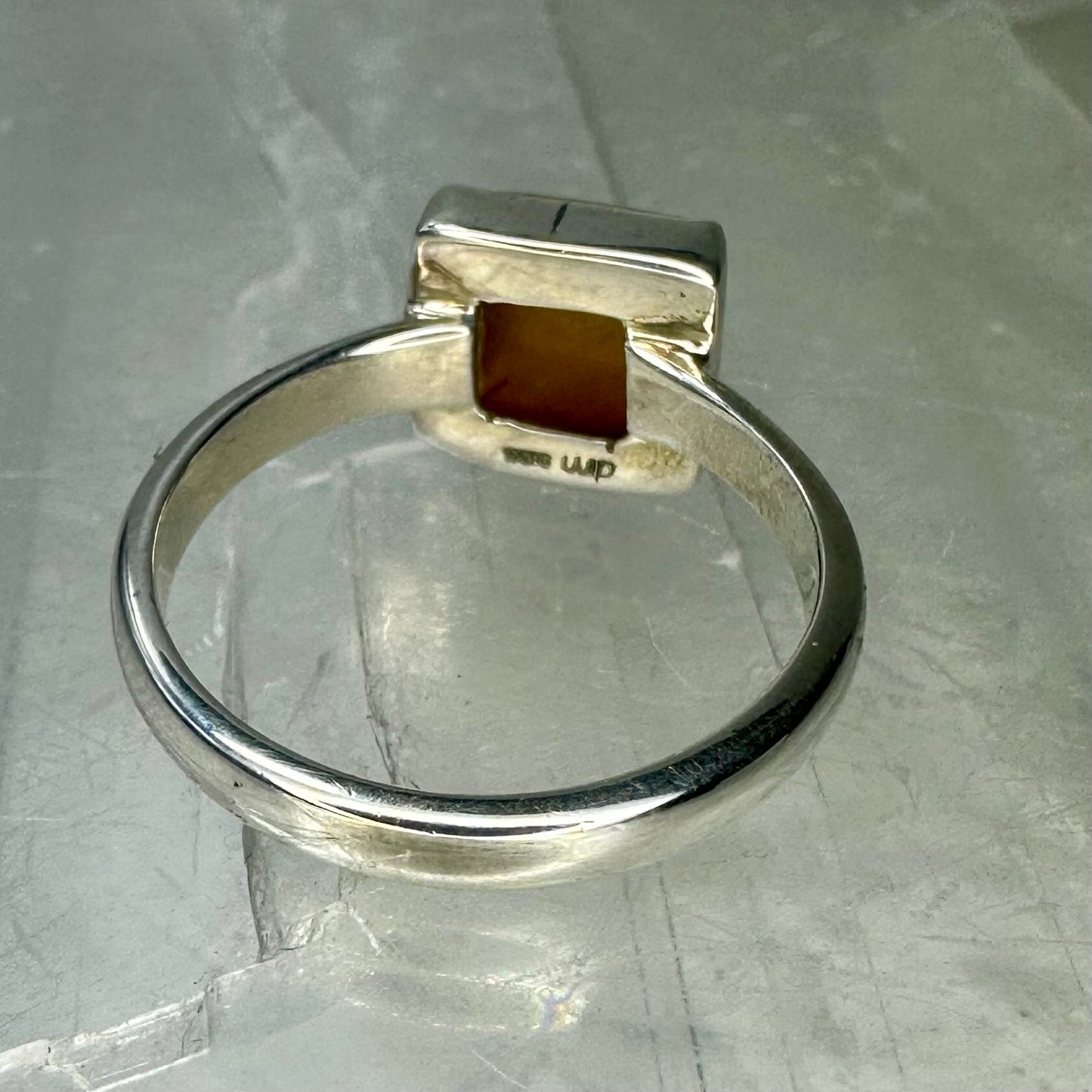 Amber 925 Square Ring (Size N/O)