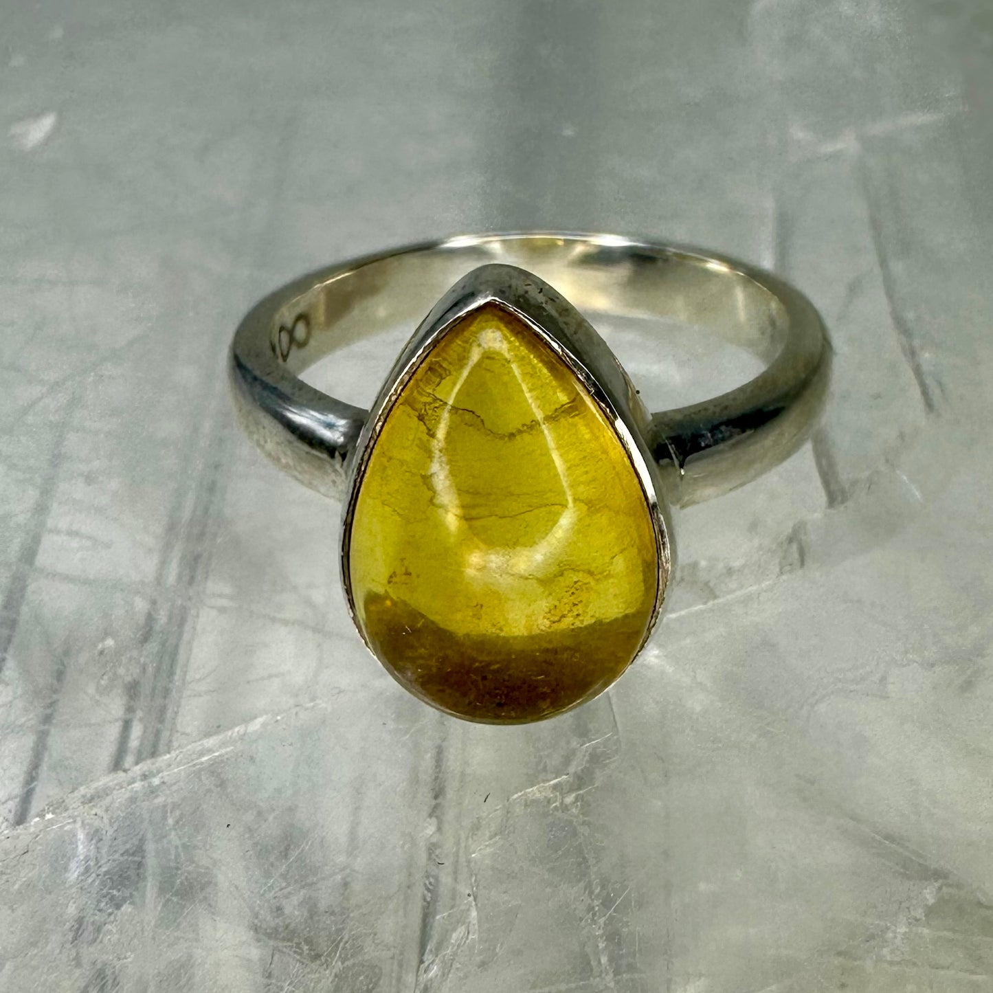 Amber 925 Square Ring (Size L/M)