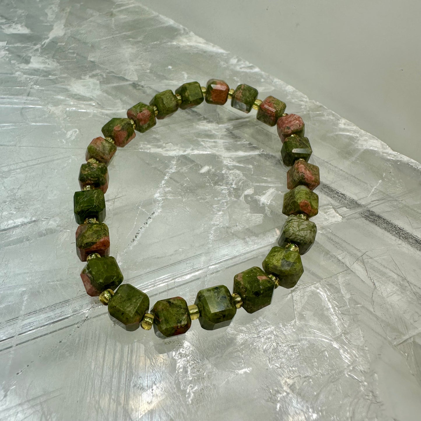 Cubed Unakite Bracelets